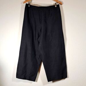 Avenue Women’s Pants Size 16 Black Silk Side Zip Elastic High Rise Wide Leg Crop